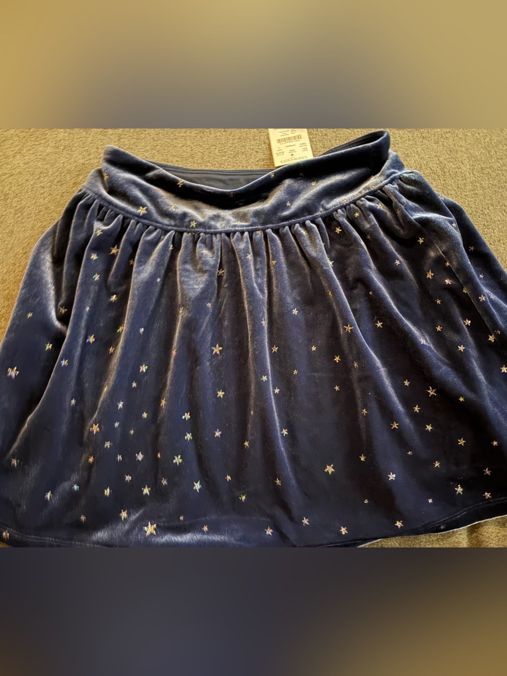 Crewcuts Navy Velvet Skirt with Metallic Star Accents